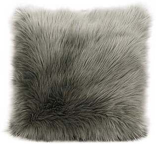 Mina Victory Fur Remen Poly Faux Fur Silver/Gray 22" x 22" Throw Pillow