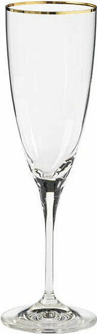 Sensa 8 Oz Flute Glass - Clear with Golden Rim - Set of 6