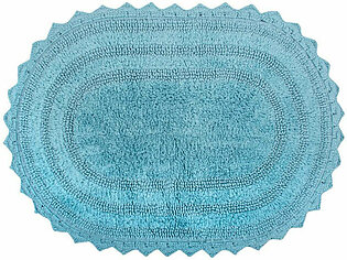 DII Cameo Blue Large Oval Crochet Bath Mat