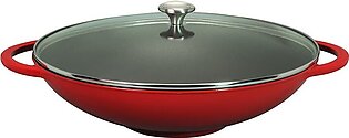 Chasseur French 16" Enameled Cast Iron Wok with Glass Lid