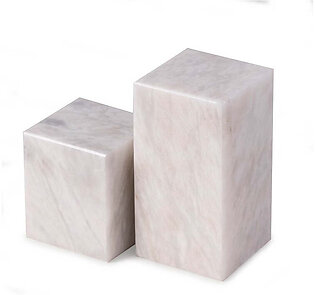 Hathaway White Marble Cube Design Bookends Set of 2