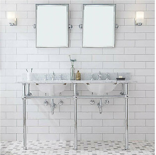 Embassy 60" Double Wash Stand, P-Trap, Top and Basin, and Faucet included in Chrome