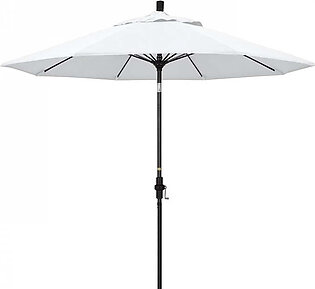 Sun Master Series 9' Patio Umbrella with Matted Black Aluminum Pole Fiberglass Ribs Collar Tilt Crank Lift and Sunbrella 1A Natural Fabric