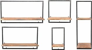 Wood/Metal Wall Shelves Set of 5