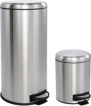 Oscar Round 8-Gallon Step-Open Trash Can - Stainless Steel