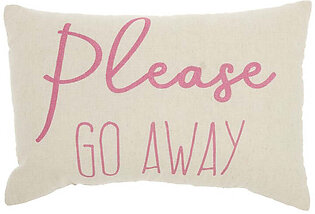 Trendy Hip New-Age Please Go Away Pink 12" x 18" Throw Pillow