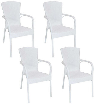 Segesta Indoor/Outdoor Plastic Patio Armchairs Set of 4 - White