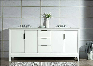 Elizabeth 72" Double Bathroom Vanity in Pure White w/ Carrara White Marble Top