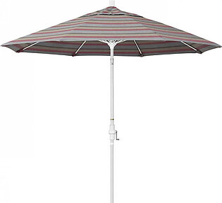 Sun Master Series 9' Patio Umbrella with Matted White Aluminum Pole Fiberglass Ribs Collar Tilt Crank Lift and Sunbrella 1A Gateway Blush Fabric