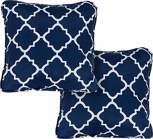 Lattice Indoor/Outdoor Throw Pillow Set of 2 - Navy Blue