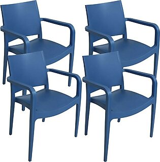 Landon Indoor/Outdoor Plastic Dining Armchairs Set of 4 - Sax Blue