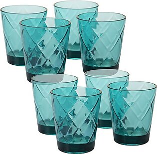 Diamond 15 oz Teal Acrylic Double Old Fashioned Glasses Set of 8