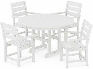 Lakeside Five-Piece Round Arm Chair Dining Set - White