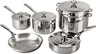 Ten-Piece Stainless Steel Cookware Set