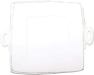 Lastra Handled Square Platter - White