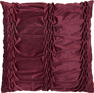 Life Styles Burgundy Velvet Ruffle Pleats 22" x 22" Throw Pillow