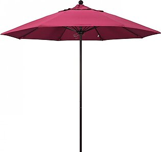 Venture Series 9' Patio Umbrella with Bronze Aluminum Pole Fiberglass Ribs Push Lift and Sunbrella 2A Hot Pink Fabric