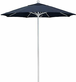 Venture Series 7.5' Patio Umbrella with Matted White Aluminum Pole Fiberglass Ribs Push Lift and Sunbrella 1A Spectrum Indigo Fabric
