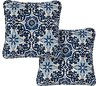 Medallion Indoor/Outdoor Throw Pillow Set of 2 - Navy Blue