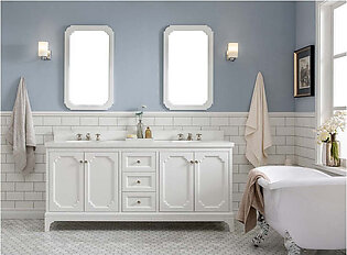 Queen 72" Double Bathroom Vanity in Pure White with Quartz Top