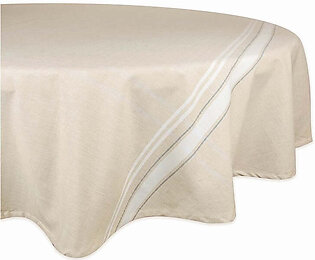 DII White French Stripe 70" Round Tablecloth