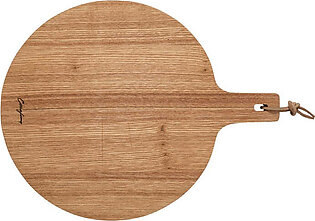 Fontana 14" Oak Wood Round Cutting/Serving Board with Handle