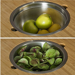 Workstation Kitchen Sink Serving Board Set with Stainless Steel Mixing Bowl and Colander