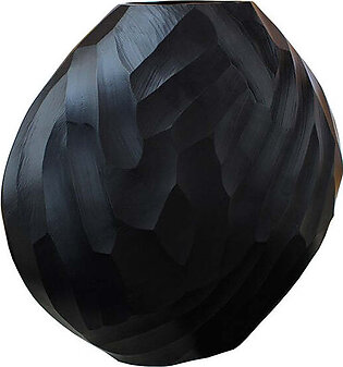 14" Hammered Aluminum Vase - Matte Black
