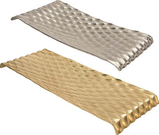 Decorative Hammered Metal Tray Set of 2 - Gold/Silver