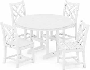 Chippendale Five-Piece Round Side Chair Dining Set - White