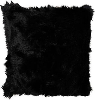 Mina Victory Fur Remen Poly Faux Fur Black 22" x 22" Throw Pillow