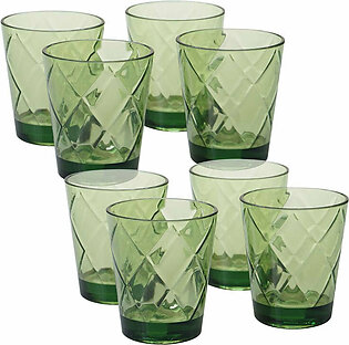 Diamond 15 oz Green Acrylic Double Old Fashioned Glasses Set of 8