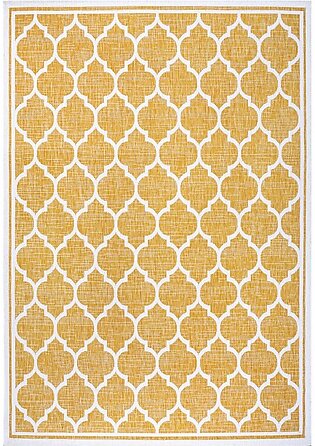 Trebol Moroccan Trellis Textured Weave 144" L x 108" W Indoor/Outdoor Area Rug - Yellow/Cream