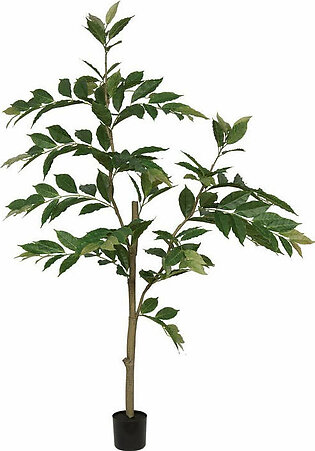 5' Artificial Green Nandina Tree with 226 Leaves in Plastic Pot