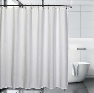 Quaker Waffle White Shower Curtain/Eva Shower Curtain Liner/Annex Chrome Shower Hooks Set