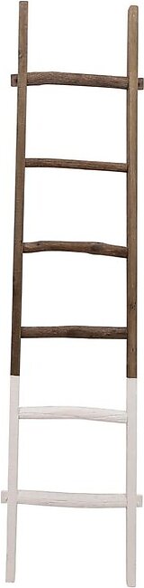 76" Two-Tone Decorative Wooden Ladder - White/Brown