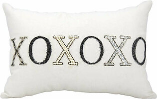 Mina Victory Luminescence " XOXOXO" White 12" x 18" Throw Pillow