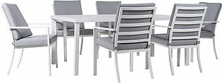 Grayson 7-Piece Dining Set with 6 Padded Dining Chairs and 72" x 40" Slat-Top Table