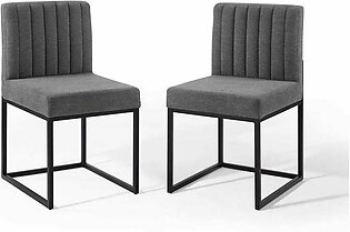 Carriage Dining Chair Upholstered Fabric Set of 2