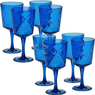 Diamond 13 oz Cobalt Blue Acrylic All-Purpose Goblets Set of 8