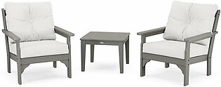 Vineyard Three-Piece Deep Seating Set - Slate Gray/Textured Linen