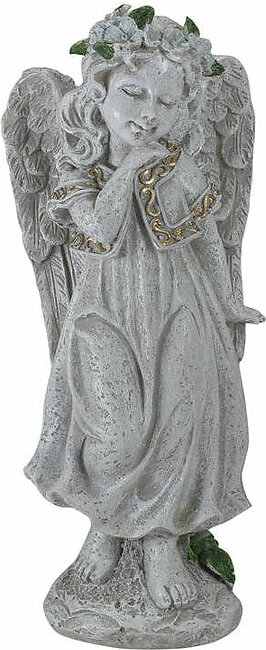 10" Standing Angel with Floral Crown Outdoor Garden Statue