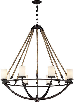 Natural Rope Eight-Light Chandelier