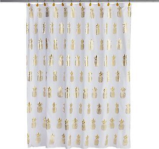 Gilded Pineapple Shower Curtain in White