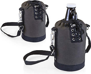 Insulated Growler Tote with 64 oz Amber Glass Growler, Gray and Black
