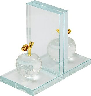 Crystal Apple Bookends Set of 2 - Clear
