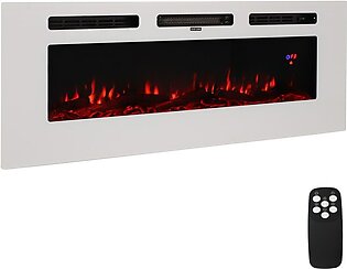 50" Indoor Wall-Mounted/Recessed Electric Fireplace - White
