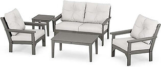 Vineyard Five-Piece Deep Seating Set - Slate Gray/Textured Linen