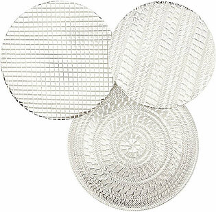 Wall Decor Plates with Textured Pattern 18W x 18H x 3D Inch Silver