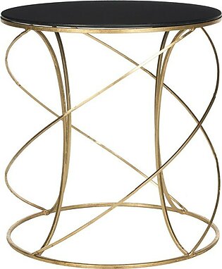 Cagney Glass Top Round Accent Table - Gold/Black